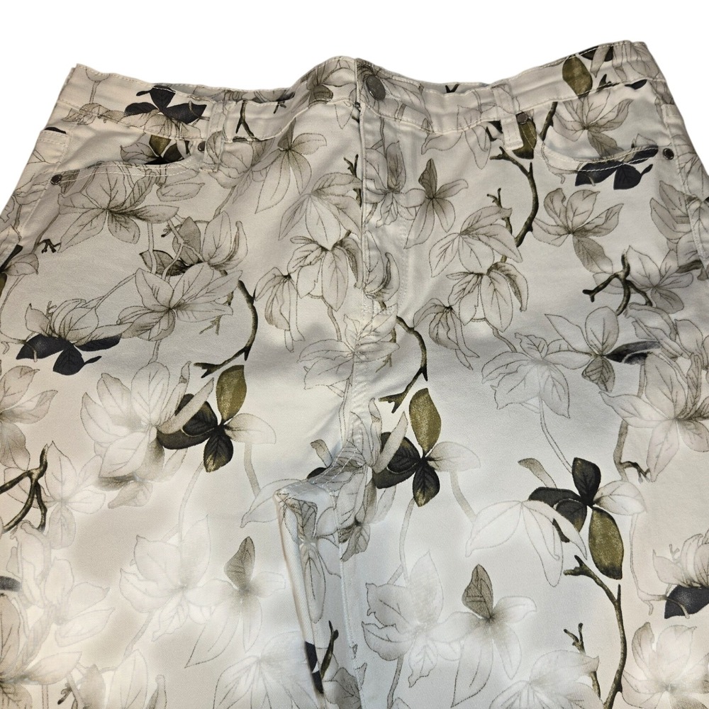 Buffalo David Bitton Havana High Rise Ankle Skinny Floral Pants Cream Green 16